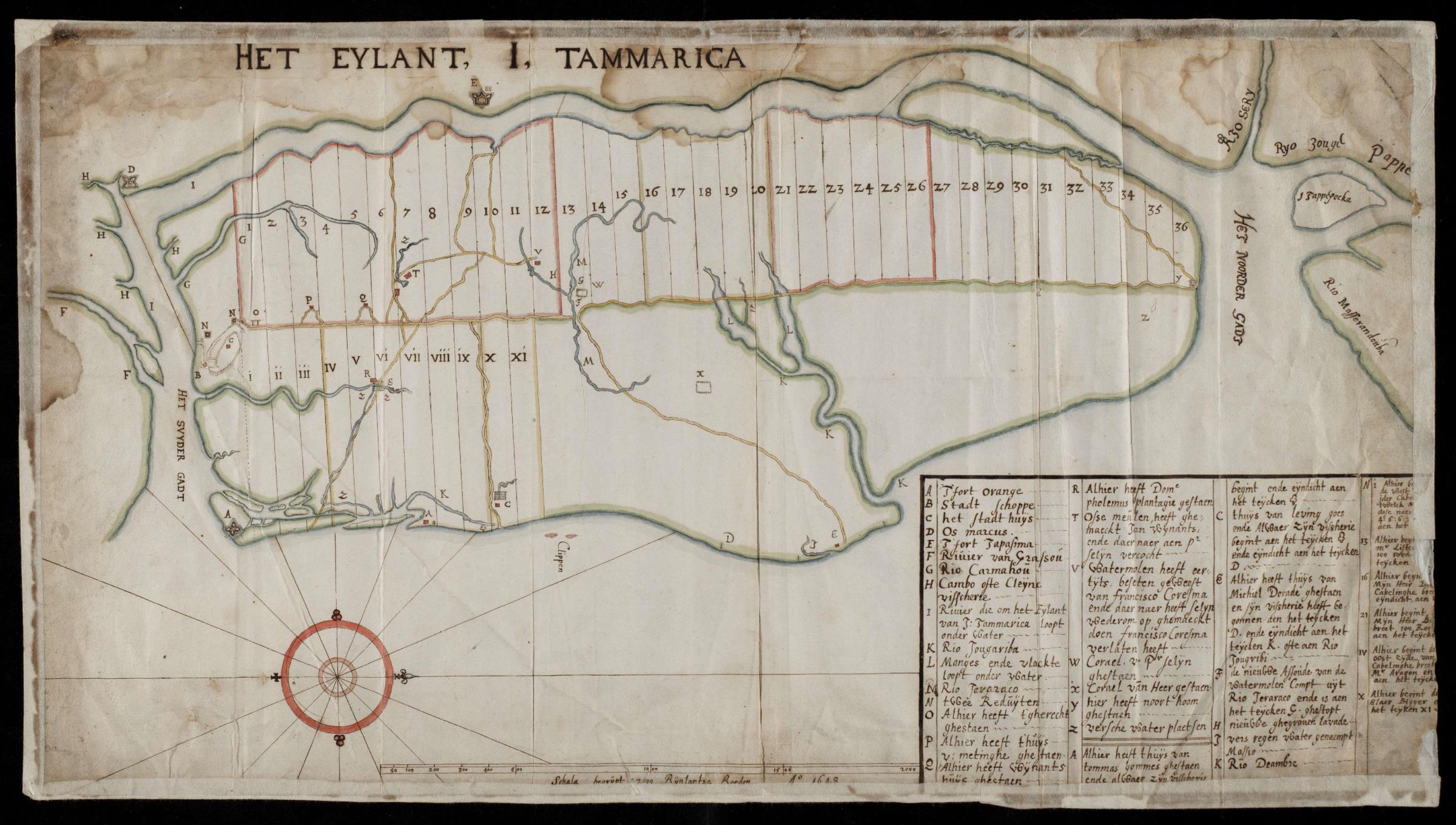 Map is of Itamaracá in 1647 when Margarietja was 5 years old