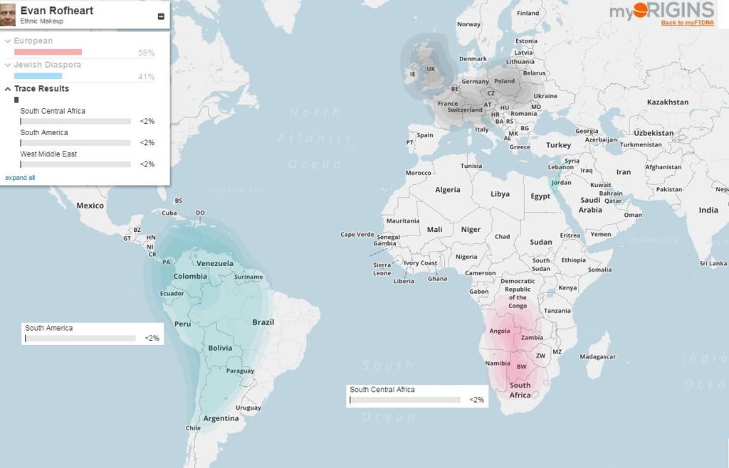 FTDNA using improved DNA analysis finds that I descend from ancestors (300 years +/-) in Central Africa and also South America.